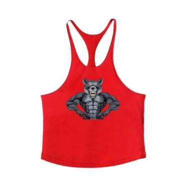 Imagem de Camiseta Sem Mangas De Algodão Com Estampa De Lobo Para Homens, Roupas