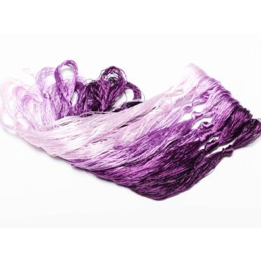 Imagem de RUSHIGUAN 100% pura natureza amoreira fio de seda acessório de joias flores artificiais ponto cruz bordado fio diy kits de costura 8 cores gradientes 22 m cada (28)