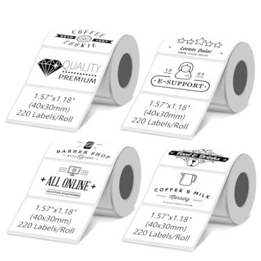 Imagem de Etiquetas térmicas M110 4 rolos compatíveis com impressora de etiquetas Phomemo M100/M110/M150/M221/M220/M120/M200/M250 1,57" x 1,18" (40 x 30 mm), 220 etiquetas/rolo