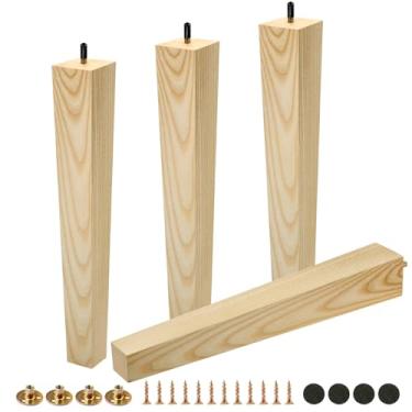 Imagem de FoDau770 Parafusos quadrados de 5/40.6 cm-18 Pernas de móveis 40,6 cm, pernas de madeira de freixo para móveis conjunto de 4, pés modernos de meados do século, peças de substituição de madeira para