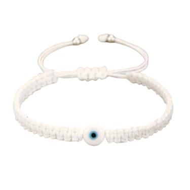 Imagem de QRH Pulseiras trançadas feitas à mão para mulheres e homens, pulseiras multicoloridas para olhos turcos, proteção, amuleto de boa sorte, fio turco, pulseira de corda, Adjustable Size, Nylon, Sem Pedra