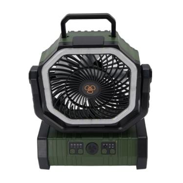 Imagem de Dioche Ventilador de Acampamento Portátil Com Luz LED Recarregável 20000mAh Oscilante Operado por Bateria Ventilador de Barraca Com Controle Remoto OD Verde