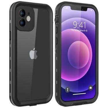 Imagem de ZWWADR Capa à prova d'água para iPhone 12 Mini com protetor de tela integrado, IP68 subaquática à prova de choque, à prova de poeira, capa protetora robusta para iPhone 12 mini de 5,4 polegadas, preta