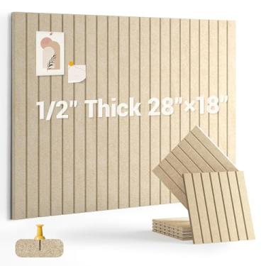 Imagem de AkuDecor Quadro de cortiça de 1,27 cm de espessura para escritório, pacote com 6 azulejos de parede de feltro - 71 cm x 45,7 cm com abas adesivas seguras, quadro de avisos grande, organizador de