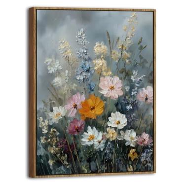 Imagem de Arte de parede emoldurada de flores silvestres vintage imagens florais coloridas decoração de parede natureza abstrata paisagem botânica impressão em tela pôster de casa de fazenda arte country para