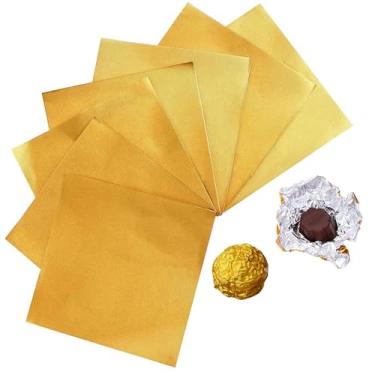 Imagem de 1000 peças de embalagens de doces de folha dourada, papéis de embrulho de chocolate de grau alimentício em vários tamanhos para chocolates caseiros, caramelos, presentes de Natal, Natal (tamanho: 7,87