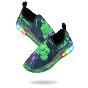 Imagem de Tenis Infantil Masculino Calcefacil Hulk De Led - Calcefácil, Hulk, 33