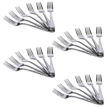 Imagem de conjunto de 24 garfo talher aço inox para cozinha restaurante refeição