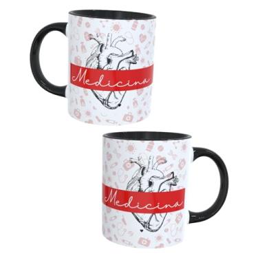 Imagem de Caneca Medicina 340ml em Porcelana Premium | Caneca para Médicos e Estudantes | Presente Profissional para Formatura e Consultório | Design Elegante e Temático (PRETO)