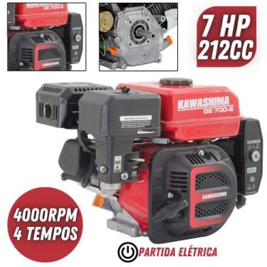 Imagem de Motor Estacionário Potente Kawashima GE 700-E À Gasolina 212cc 7cv 4 T