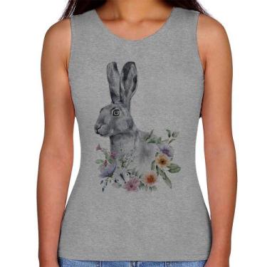 Imagem de Regata Feminina Coelho Flores - Foca na Moda, Cinza, GGG
