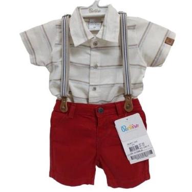 Imagem de Conjunto Luxo Bebê Menino C/ Suspensório Verão Paraiso 15442, Vermelho