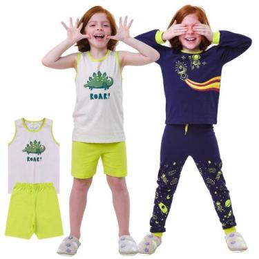 Imagem de Kit 2 Conjuntos Pijama Infantil para Meninos ou Meninas 1 Inverno Meia