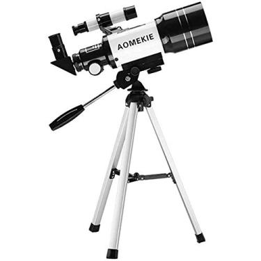 Imagem de pcagfaajmh Telescópios para crianças, adultos, astronomia, iniciantes, telescópio refrator com tripé ajustável, adaptador de telefone 10x, filtro de lua, lente Barlow 3X