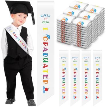 Imagem de Berlune 36 Pcs Kids Preschool Graduation Sash Class of 2025 Preschool Kindergarten Graduation Stoles Sash Bulk for Kids Students (White)