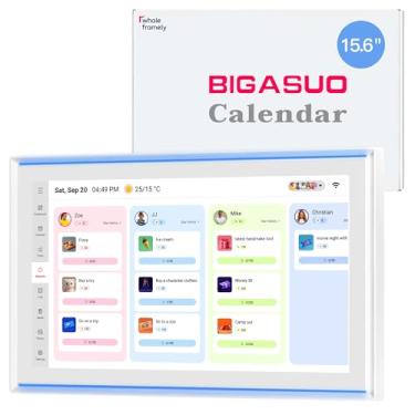 Imagem de Calendário digital de 15,6 polegadas, planejador inteligente com tela sensível ao toque Full HD para horários familiares – suporte de parede e mesa, ótimo para planejamento diário e organização