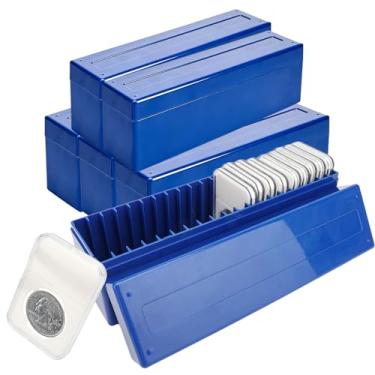Imagem de Pacote com 6 caixas de armazenamento para moedas, plástico com 20 compartimentos para moedas classificadas - Suprimentos de armazenamento de colecionador (azul)