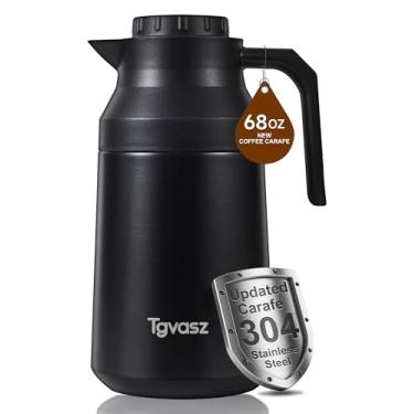 Imagem de Garrafa térmica de aço inoxidável com isolamento térmico para líquido quente a vácuo, recipiente térmico, dispensador de jarra para manter leite de água quente (preto, 1,927 g)