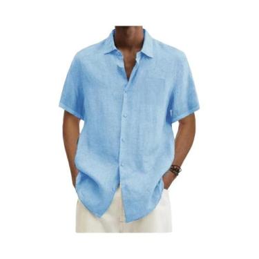 Imagem de Camisas De Algodão E Linho Para Homens Em Tamanhos Grandes, De Manga C