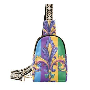 Imagem de CEBUGI Fleur De Lis pequena bolsa tiracolo feminina de couro, pochete transversal para trilhas, viagens ao ar livre