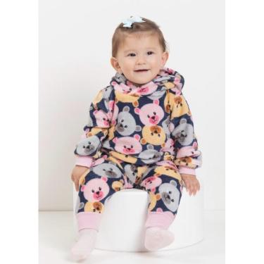 Imagem de Conjunto Estampado Bebê Menina Pelo Inverno Capuz Lessa 9018-Feminino