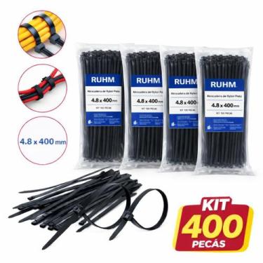 Imagem de Kit 400 Abraçadeiras de Nylon Preta 4,8mm x 40cm - 33103, Ruhm