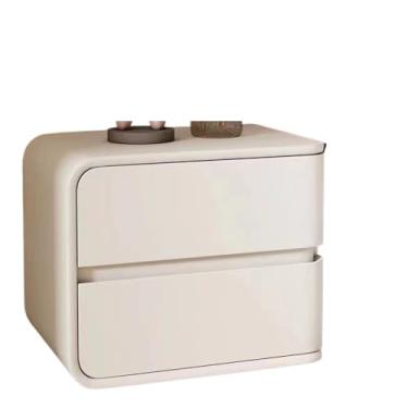 Imagem de Mesa de cabeceira pequena para sofá, estilo creme simples, mesa de cabeceira de madeira maciça de chão, armário de couro de microfibra italiana, mesa pequena