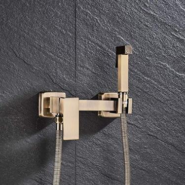 Imagem de Torneiras de chuveiro bidê cromado/bronze antigo latão higiênico spray de chuveiro torneira de aerógrafo misturador quente e frio spray de vaso sanitário bidê chuveiro