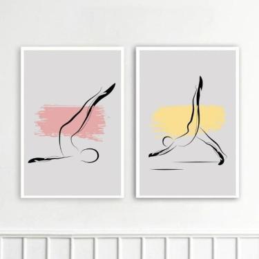Imagem de Kit 2 Quadros Decorativos Pilates - Abstratos 24X18Cm Vidro