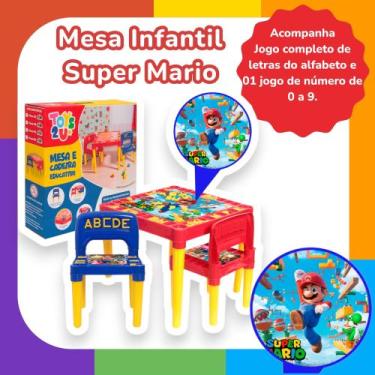 Imagem de Mesa Infantil Mesinha Educativa 2 Cadeiras Super Mario - Tritec
