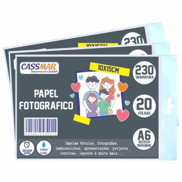 Imagem de Papel Fotográfico Brilhante 10x15 230g Cassmar 100 fls 