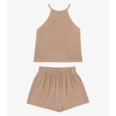Imagem de Conjunto Regata com Shorts Feminino Rovitex Marrom, P, Marrom
