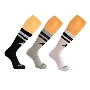 Imagem de Kit 3 pares meias kappa cano super alto, Branco, Preto, Mescla, 38-43