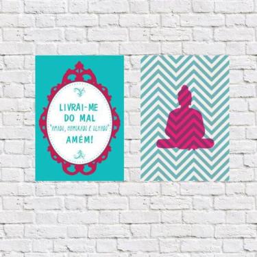 Imagem de Kit 2 Placas Decorativas Livrai-Me Do Mal 18X27Cm