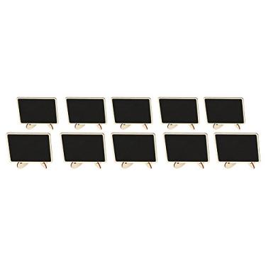 Imagem de WQAPVHBG 10 mini placas de lousa para comida, placa retangular pequena de 5,8 x 4,8 cm com suporte, placas de comida de madeira para buffets, casamentos, reuniões e festas de aniversário