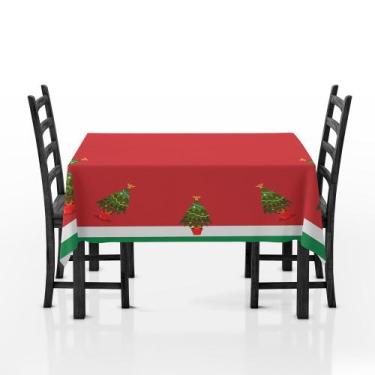 Imagem de Toalha De Mesa Quadrada Tecido Oxford Árvore De Natal-140x140cm - Fabr