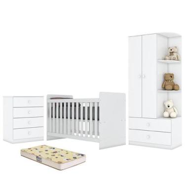 Imagem de Dormitório Infantil Labirinto com Guarda Roupa, Cômoda, Berço Branco B