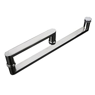 Imagem de BAZAC Maçaneta de porta de chuveiro de substituição para porta de vidro sem moldura, puxador de barra de toalha de um só lado, manípulo de empurrão, puxadores de porta de casa de banho - 225 mm 425 mm