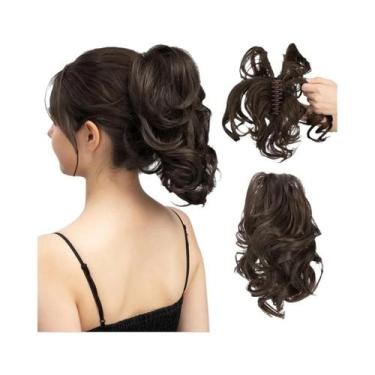 Imagem de Extensões De Rabo De Cavalo Sintéticas Pretas Naturais DIY Com Presilh