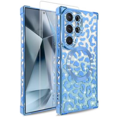 Imagem de MOWIME Capa magnética para Samsung Galaxy S24 Ultra [compatível com Magsafe] [estampa de chita chapeada] [1 protetor de tela] capa protetora de leopardo de TPU macio para Galaxy S24 Ultra de 6,8