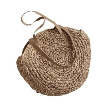 Imagem de Bolsa De Ombro De Palha De Grande Capacidade Para Mulheres, Feita À Mã