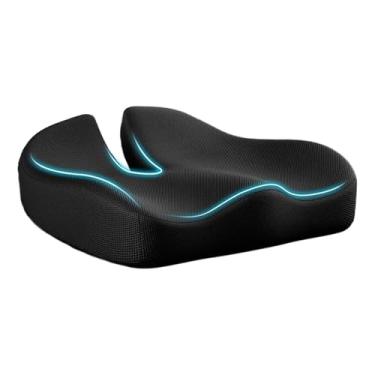 Imagem de Almofada de assento de espuma viscoelástica | Almofada de viagem para assento de avião | Almofada de suporte automotivo respirável para bumbum longo sentado, trabalho, condução, recuperação, viagens