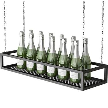 Imagem de Prateleira de montagem de teto industrial ajustável - rack de vinho de metal e suporte flutuante para plantas, prateleiras decorativas de armazenamento de parede para casa, escritório ou bar (120 x 25