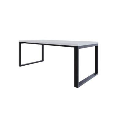 Imagem de Mesa de Jantar Queens 200x90x77cm - Compace, Branco TX/Est.Preta