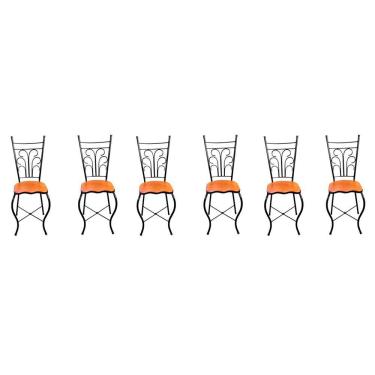 Imagem de Cadeira De Jantar Para Mesa De Chá Conjunto Com 6 Estilo Industrial Rustica Ferro E Madeira Artesanal