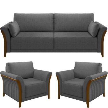 Imagem de Kit Sofá 02 Lugares 162Cm Com 02 Poltronas M03 Chumbo