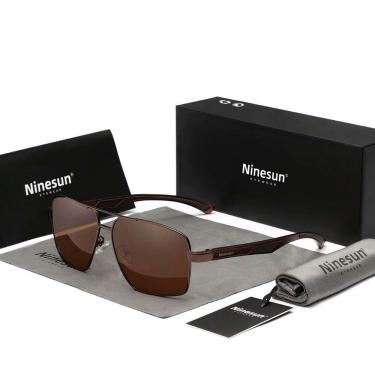 Imagem de Óculos De Sol Masculino Design Quadrados Estilo Classico Piloto Com Protecao Uv400 Marrom