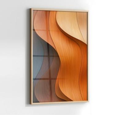 Imagem de Quadro com Moldura e Acrilico Cristal Vidro Abstrato Madeira para Sala