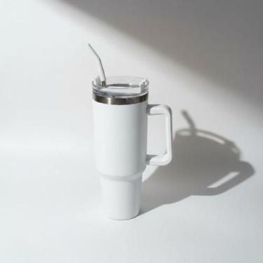 Imagem de Copo Térmico com Canudo  1200ml  Código MS-971 - sem marca, Branco