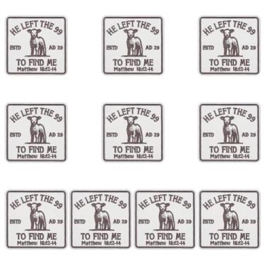 Imagem de HOBBIESAY 10 Patches de tecido bordado He Left The 99 to Find Me 2,87 × 2,95 polegadas tecido de costura remendos de pano ferro no remendo cristão para mochilas, chapéus, coletes, bolsas, vestuário